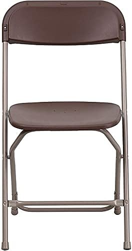Пластмасов сгъваем стол от серията Flash Furniture Херкулес - Кафяво - 4 опаковки с Тегло от 650 килограма, Удобен стол за провеждане на събития - Лек сгъваем стол