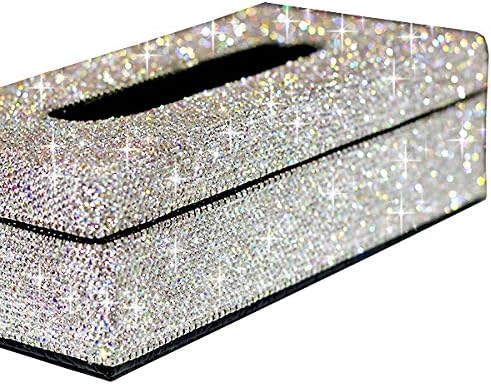 Най-добрият Подарък Луксозен Кристал Кристал, Ръчно изработени Bling Декоративен Държач за Кърпички в Кутия Case (Сребрист)