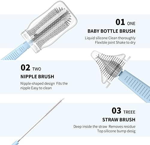 Комплект Четки за бебешки бутилки Augensterm със Силиконова Четка за почистване на Шишета и Сушилня за Пътуване и за дома, Подарък за Младите