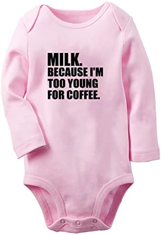 Мляко, Защото съм Твърде Млад За Кафе, Забавен, Гащеризон, Боди За Новородено, Детски Тела, Дрехи с дълги ръкави