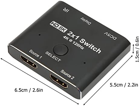 Jopwkuin HD Мултимедиен интерфейс 2.1 Комутатор, HD, 4K при 120 Hz HD Мултимедиен интерфейс Конвертор 48 gbps Щепсела и да играе 2 в 1 Изход
