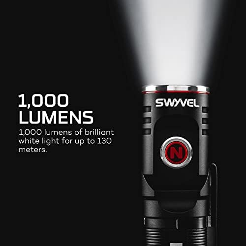 NEBO SWYVEL 1000 Lumen USB Безжичен Акумулаторна Алуминиев фенер: Компактен работен фенер с въртяща се глава на 90 градуса;