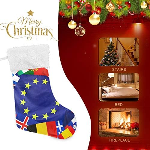 Концепцията PIMILAGU Европейския Флаг със страните от Коледни Чорапи, 1 Опаковка 17,7, Окачените Чорапи за Коледна украса