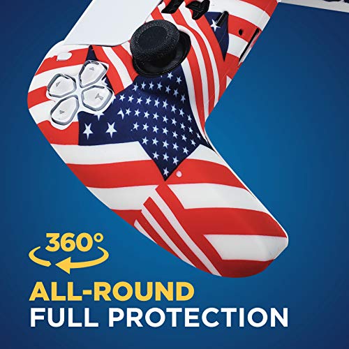 Защитен калъф за контролера PS5 със силикон гелевой дръжка (флаг на САЩ), който е Съвместим със защитни чехлами за безжичен