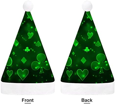 Зелени Растерни Символи, Карти за Игра е Забавна Коледна Шапка Шапки на Дядо Коледа Къси Плюшени с Бели Ръкавели за Коледното Празнично