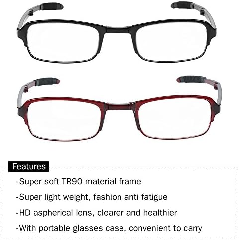 Очила за четене, Мъжки и Женские1.0/1.5/2.0/2.5/3.0/3.5/4.0 Джобно Лесно Складное стъкло за четене при далекогледство (2,5-черно)
