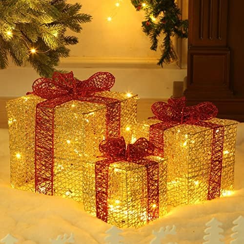 xinghaikuajing Коледна Мерцающая Желязна Подарък Кутия Комплект от три елемента Коледен Реквизит Набор от Прозорци Коледна