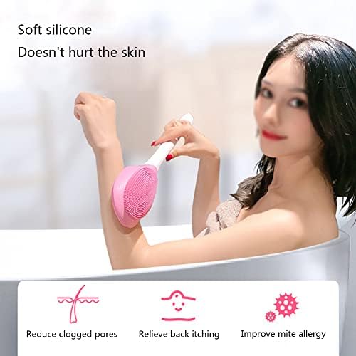 Скрубер за гърба SFLCYGGL за душ, Готварска Силиконова четка за къпане с дълга дръжка, Лесно Почиства тялото за всяка кожа,