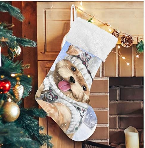 Коледни Чорапи ALAZA, Сладко Кученце, Кученце, Зимни Класически Персонализирани Големи Чорапи, Бижута за Семейни Тържества, декорация
