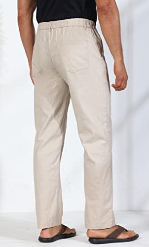 Мъжки Ежедневни Панталони от лен смес Soojun Свободно Намаляване С Директни Штанинами и Еластичен колан