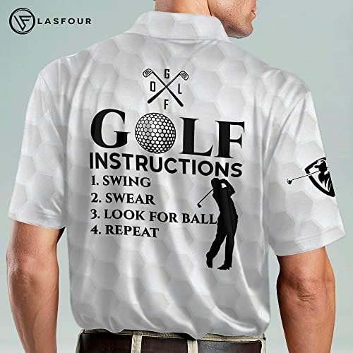 Забавни мъжки ризи поло LASFOUR за голф, безумно Къс Ръкав, Леки ризи Топка за голф, за баща, дядо.