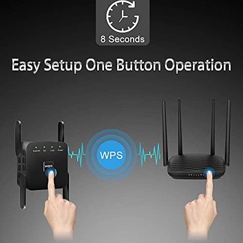 WiFi Удължител, Усилвател Wi-Fi 1200 Мб/с, 2,4 G 5G WiFi Усилвател на сигнала, 4 Антена На 360 ° за Пълно Покритие на WiFi Ретранслатор