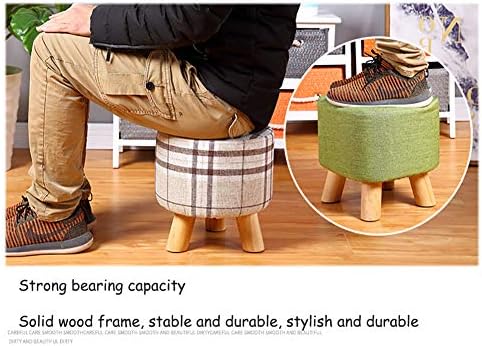 Креативен табуретка с кръгла поставка за краката от дърво DULPLAY, Удобна порести пейка с подвижни дървени крака, Портативна Дъска Пейка