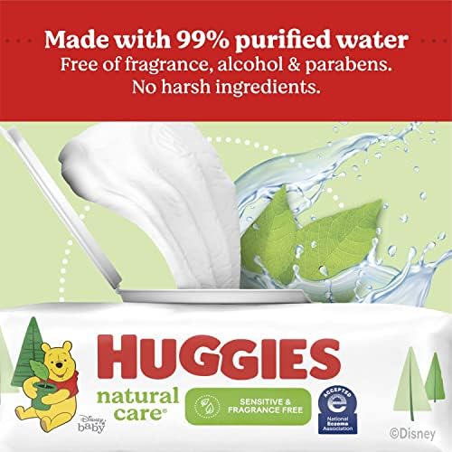 Бебешки кърпички Huggies Natural Care без ароматизатори, 552 Общо салфетки 184 (опаковка от 3 броя), Опаковката може да