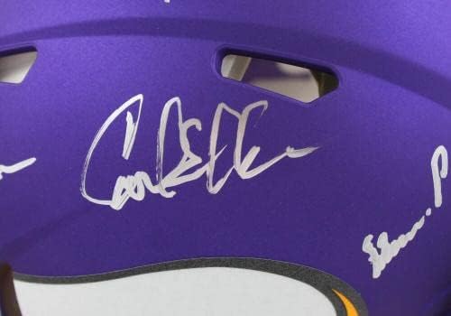 Автентичен Каска Purple People Заклетите с автограф на Минесота F/S Speed-Холограма BeckettW - Каски NFL с автограф