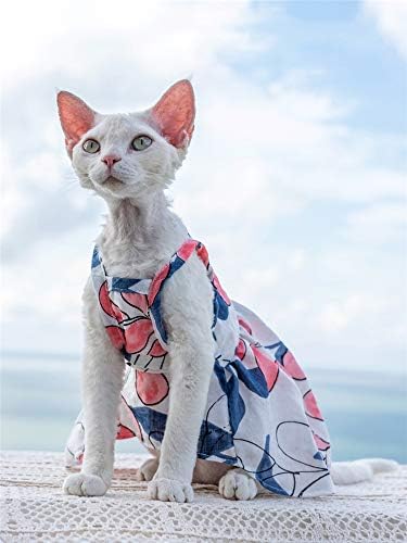Облекло за бесшерстных котки OCHSTIN, Лятно дышащее рокля-жилетка с прекрасна принтом, подходящ за различни размери на сфинксове,