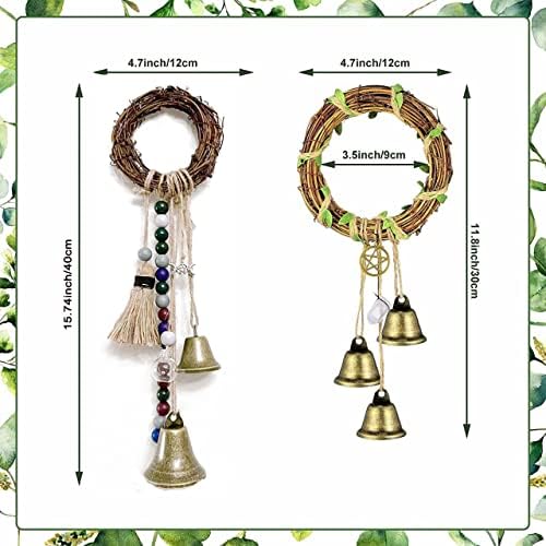 Декор за вещици - свирки за дръжката на вратата за защита на очарованието под формата на пентаграма, езически декор, звънци за