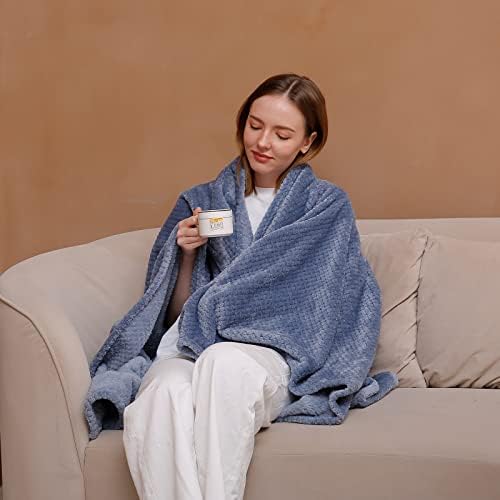 U UQUI Меко синьо одеяло в реален размер, антистатическое флисовое одеяло, Леко топло Одеяло за легла, пухкави Уютни Декоративни одеала