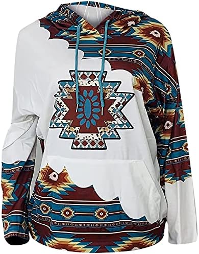 Дамски блузи COKUERA Aztec с качулка, Удобна Укороченная Hoody за Публикуване, Необичайно Дълъг ръкав, Пролетни Уютни Качулки