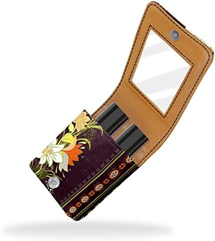Ретро Калъф за Червило с Флорални Принтом в Бохемски стил с Огледало за Портфейла | козметични чанти С Огледало
