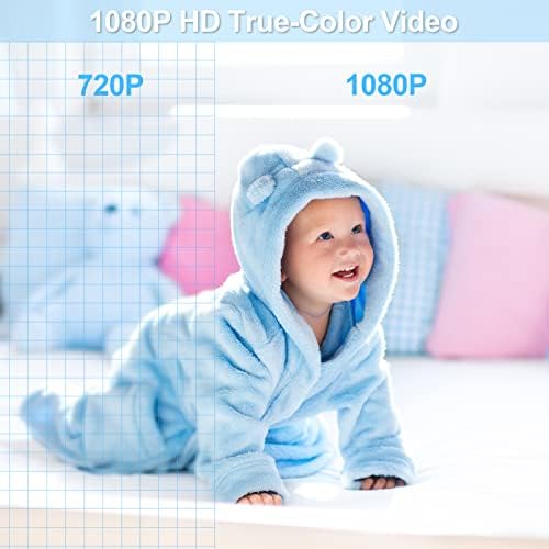 Следи бебето Без Wi-Fi, 5-инчов LCD дисплей с резолюция от 1080P, Камера с 2-кратно увеличение, следи бебето с камера и аудио двупосочна