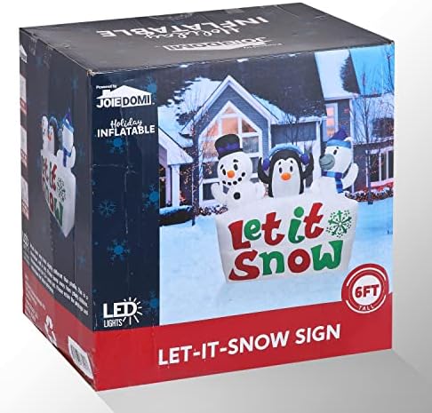 Joiedomi 6 Фута Коледен Надуваем Снежен човек, Знак Нека вали сняг с вградени светодиоди, Надуваеми играчки за Коледно парти,