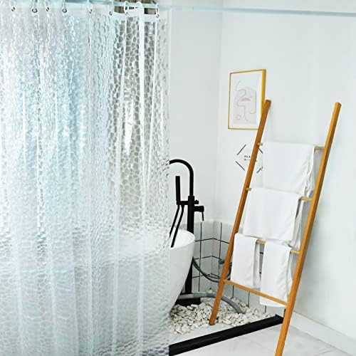 Бистра подплата за завеси за душ (72x72 инча) - Пластмасови водонепропусклива завеса за душ премиум-клас PEVA, снабдени с куки, лесна
