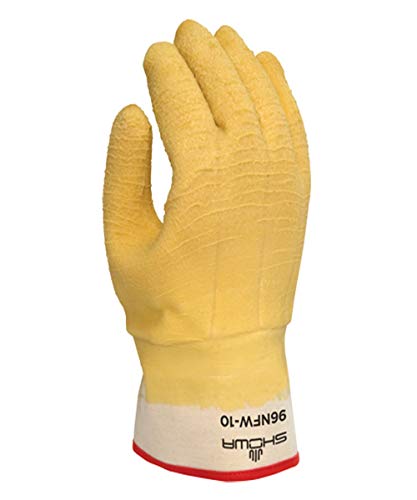 Ръкавици Showa Gloves 96NFW-10 Ръкавици с латексово покритие, 10 парчета, Жълти (в опаковка от 36 броя)