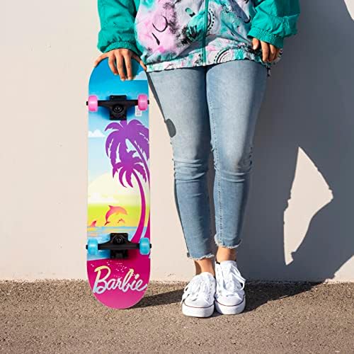Барби на Скейтборд с печатни графична лента за захващане - чудесно за деца и юноши, Крейсерский скейтборд с лагери ABEC 5, здрава палубата,