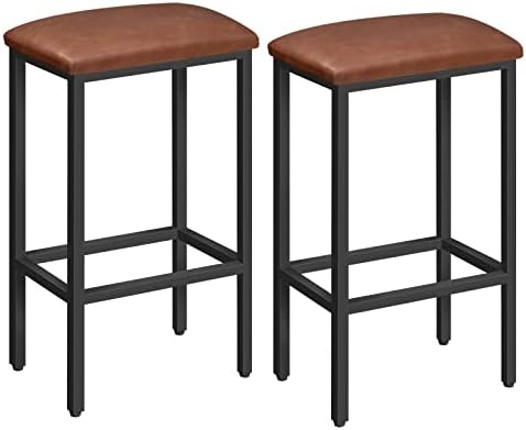 Комплект от 2 Продуктова столове MAHANCRIS, Бар столове с изкуствена тапицерия, Кухненски бар столове 26,8 инча с поставка за краката, за кухня,