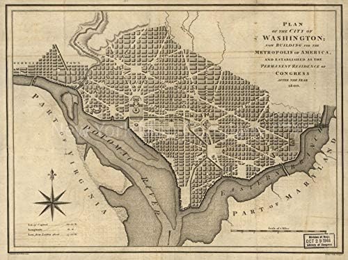 Карта 1793 г.| Map of the City of Washington : Сега сграда за столица на Америка, и е