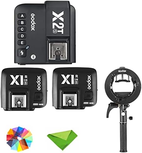 Godox X2T-S с притежателя на Godox S2 Скоба Безжичен TTL светкавица Задейства с 2 × приемник Godox X1R-S за камера Sony