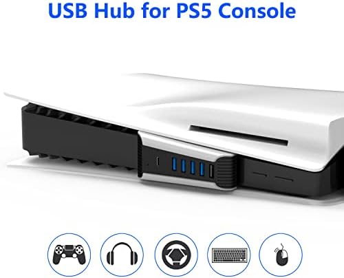 USB-хъб YOXXZUS за PS5, удължител за USB портове 5 в 1, е Съвместима с конзолата PS5