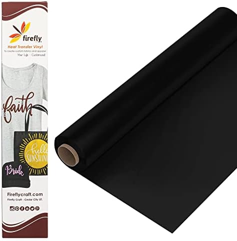 Firefly Занаятите Обикновен черен теплопередающий винил за тениски - Ютия върху винил за термопресс-печат Cricut & Silhouette