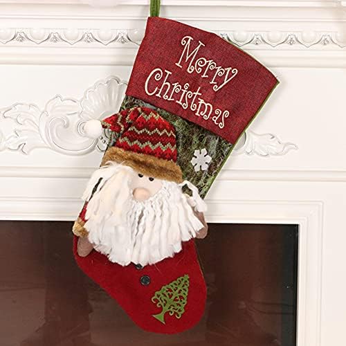 Коледни Чорапи, Комплект от 2 Дядо Коледа и Снежен човек, Украси за семейна почивка и Коледно парти