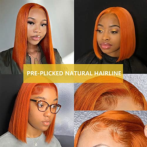 Имбирно-Оранжева Перука от естествена коса на дантели 13x4 Hd, Прозрачен Перука от естествена коса на Дантели, предварително