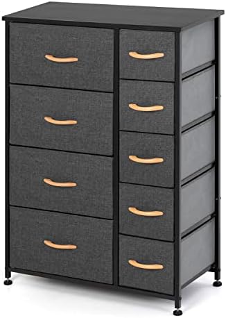 Вертикалната кула за съхранение на Pellebant с 9 чекмеджета - Текстилен Скрин с чекмеджета, Здрава метална рамка, Чекмеджета