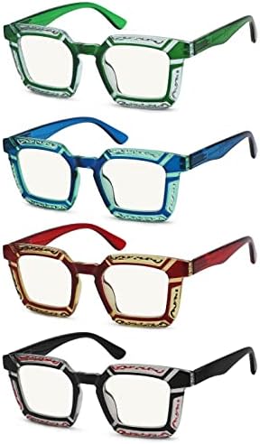 Eyekepper, 4 опаковки мультифокальных очила за четене, блокиране на синя светлина, прогресивно многофокусные ридеры за жени, дизайн с цветен