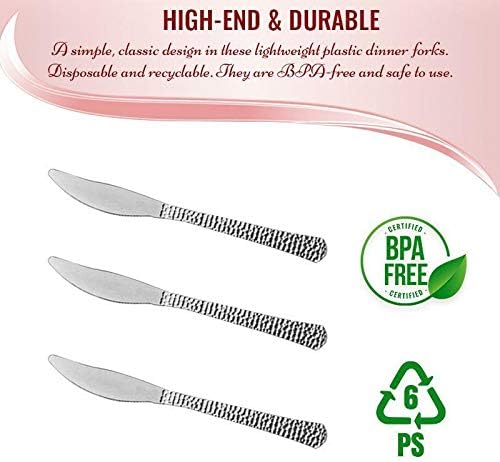 Пластмасови ножове с чукане - 7,75 инча | сребрист металик | Опаковка от 20 броя