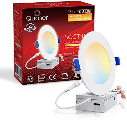 - Вградени led лампа Quaser 4 инча с разпределителната кутия е 5 Различни цветни температури CRI 85> 9 Вата мощност, с регулируема