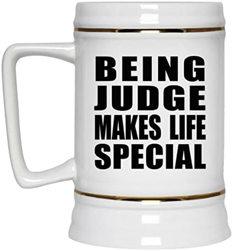 Designsify да Бъде Съдия Прави Живота по-Специални, Керамична Чаша за бира Stein в 22 грама с дръжка за фризера, Подаръци за Рожден