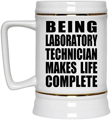 Designsify да Бъде лабораторен техник Прави Живота Пълноценен, Керамична Чаша за бира Stein капацитет 22 грама с дръжка за фризера, Подаръци