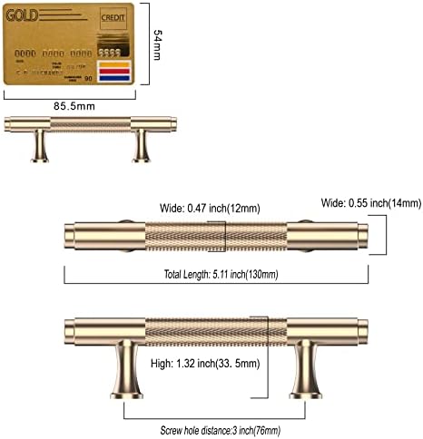 Amerdeco 15 Опаковане. Накатанные Дръжки за шкаф цвят шампанско с Дължина 5,1 инча (дупка в центъра 3 инча), Златни Дръжки на Кухненски шкаф