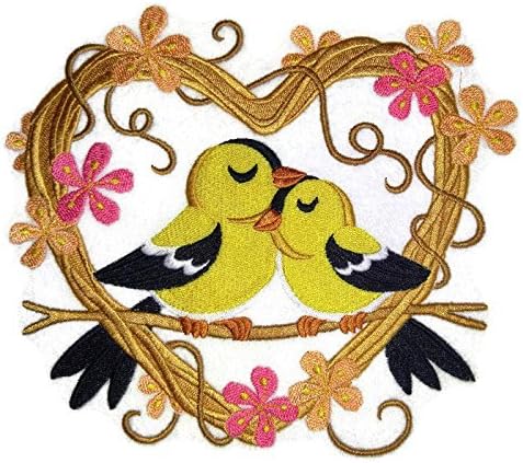 Природа, Изтъкана от Нишки, Любовно гнездо невероятни птици [Goldfinch Love Nest] [Индивидуално и уникално], Вышитое желязо нашивке