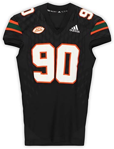 Играта Маями Хърикейнс-Използван черна риза №90 на сезона в NCAA 2017-2018 г. - Размер XL - Използваните тениски за студентски игри