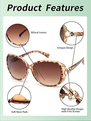 JM Класически Бифокални Очила за Четене Очилата за Четене за Жени Със Защита от ултравиолетови лъчи На Открито Костенурка + 3,5
