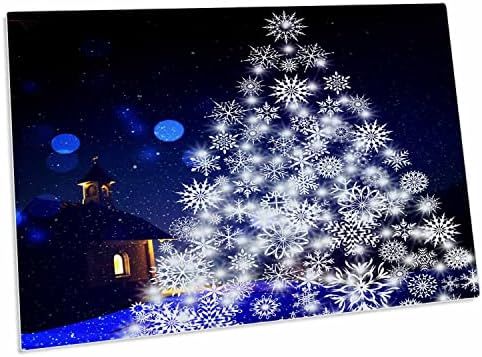 Триизмерна Коледна елха в сини тонове и заснежена стил - Настолни подложки (dpd-264599-1)