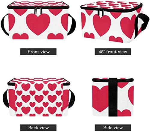 Розова Чанта за Доставка на Храна с Шарките на свети Валентин под формата на Сърца Любов, Изолирано Чанта за продукти | Двойна Светкавица