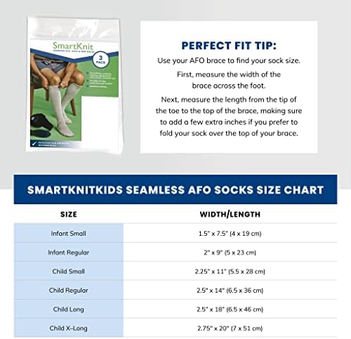 Чорапи SmartKnit с бесшовным интерфейс AFO, 3 опаковки - Детски размери
