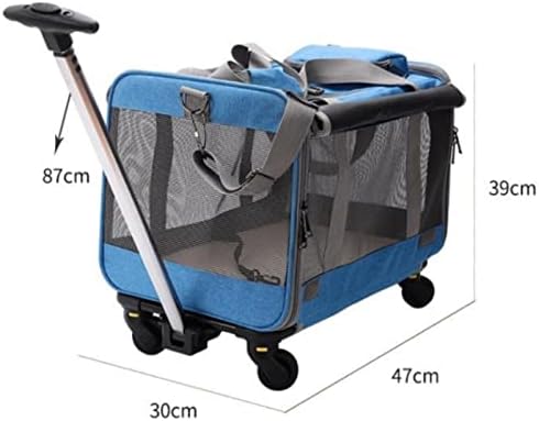 UXZDX CUJUX Переноска количка за домашни любимци с Подвижни колела, Окото Прозорец Пътна переноска количка за малки и средни (Цвят: